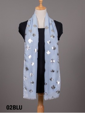 Foil Maple Leaf Print Scarf